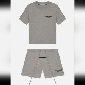 NWT Essentials Fear Of God Dark Oatmeal Tee and Shorts Set
